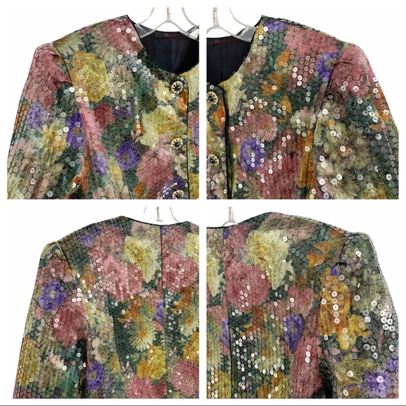 Vintage Sequins Floral Blazer - Picture 9 of 15
